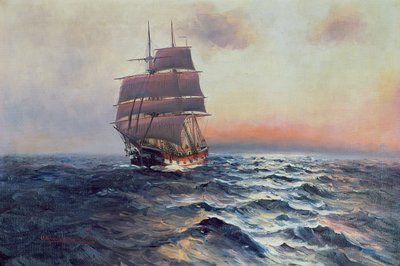 Veleiro no mar, c.1910 de Alfred Serenius Jensen
